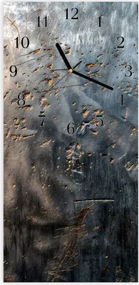 Produktbild von Wanduhr aus Glas mit Motiv Metalltextur- 30 x 60 cm - inkl. Aufhängesystem