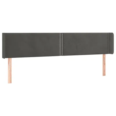 Image de vidaXL Tête de lit avec oreilles gris foncé 163x16x78/88 cm velours