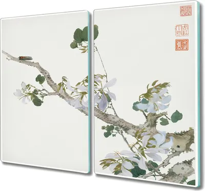 Produktbild von Coloray Schneidebrett Herdabdeckplatte 2x30x52 cm Kochplattenabdeckung Hackbrett Küchenbrett - Insekten und Blumen