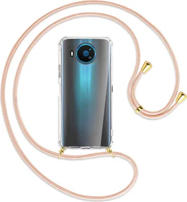Produktbild von Handykette Backcover-Schutzhülle mit Band (Metall goldfarben) für Nokia 8.3 5G - rose peach