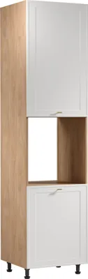 Produktbild von Mikrowellenumbauschrank 60 x 247 x 58 cm Küchenschrank Küchenblock, Sorento D60PWN Weiß/Sonoma Eiche