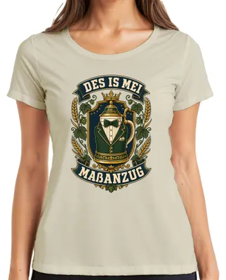 Imagen del producto de Camiseta para mujer con diseño de , con motivos de cerveza, bávara, cerveza, jarra, lederhosen (pantalones de cuero), malta. Color: natural. Talla: 3XL
