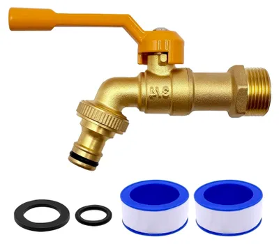 Produktbild von Garten Wasserhahn 1/2 Zoll, Messing Kugelhahn, frostsicher bis -20℃, temperaturbeständig bis 120℃, mit Schlauchanschlüssen aus Messing für den Außenbereich (3/4)