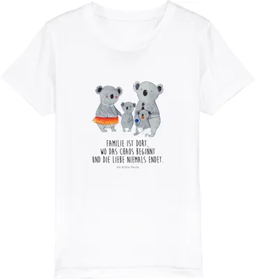 Produktbild von Mr. & Mrs. Panda Kleinkinder T-Shirt Koala Familie 9-11 Jahre (134/146) - Weiß - Geschenk, Teenager, Muttertag, Shirts für Kinder, Kurzarm, Baumwollshirt, Kindershirt