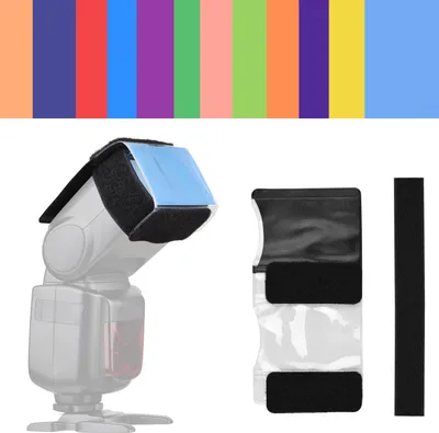 Productafbeelding van 12-delige universele cameraflitser-gelset, verlichtingsfilters, set kleurcorrectiefilters voor flitser, eenvoudig te installeren