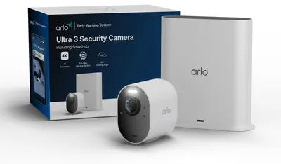 Produktbild von Arlo Ultra 3 4K-Überwachungskamera mit SmartHub, IP-Sicherheitskamera, Innen & Außen, Verkabelt & Kabellos, 7,5 m, Amazon Alexa & Google Assistant, Dänisch, Deutsch, Niederländisch, Englisch, Spanisch, Französisch, Italienisch, Norwegisch,...