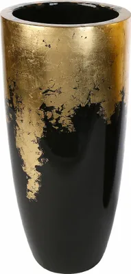 Produktbild von Gilde Übertopf XXL, "Konus", Fiberglas, Poly, goldfarben, schwarz, VE 1, H. 76 cm, D. 35 cm 89260