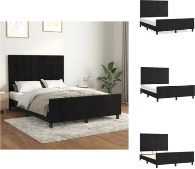Produktbild von vidaXL Bettgestell mit Kopfteil Schwarz 140x190 cm Samt - Betten & Bettgestelle