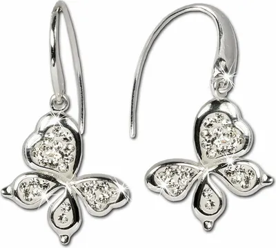 Produktbild von SilberDream weiß Schmetterling Zirkonia 925 Silber Ohrhänger GSO207