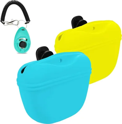 Produktbild von Eleckerlibeutel für Hunde, Leckerlibeutel Silikon 2 Leckerlibeutel Set mit Klicker Hund, Hunde Futterbeutel für Hundetraining mit Clip Magnetverschluss