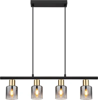 Produktbild von LED Pendelleuchte, Metall, Gold, Glas Rauchfarbe, L 65 cm