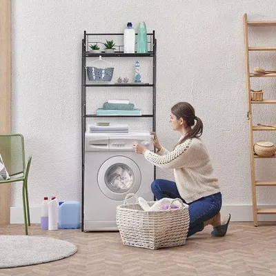 Produktbild von Famanu Toiletrek Badregal - Schwarz, 3 Etagen
