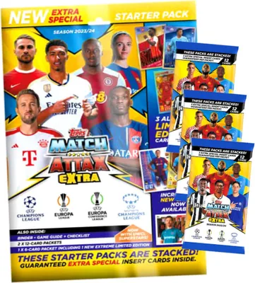 Produktbild von Topps Match Attax Karten Champions League Extra 2023-2024 - 1 Starter + 3 Booster Sammelkarten
