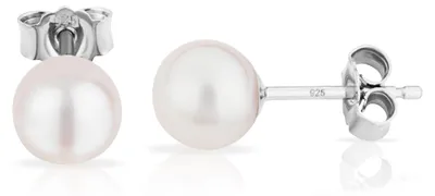 Produktbild von NKlaus Paar echte Süßwasserperlen-Ohrstecker 925 Silber, Bouton, 5,3mm