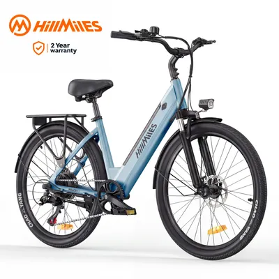Productafbeelding van HillMiles e-bike, stadsfiets en e-hollandfiets met een 36V 13Ah accu, met een bereik tot 80-100 km, SHIMANO 7-versnellingen, 250W motor en een snelheid van 25 km/u, model MileCity1