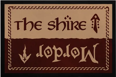Produktbild von Fußmatte mit Spruch the Shire Mordor Türmatte für Film-Fans Fantasy rutschfest & waschbar Moonworks® schwarz 60x40cm