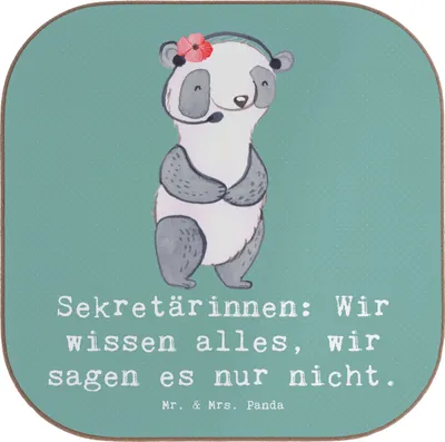 Produktbild von Mr. & Mrs. Panda Untersetzer für Gläser Sekretärin Geheimnisträgerin - Meeresbrise - Geschenk, gläseruntersetzer, Glas, Beruf, bieruntersetzer, Termine, Assistenz, Tasse