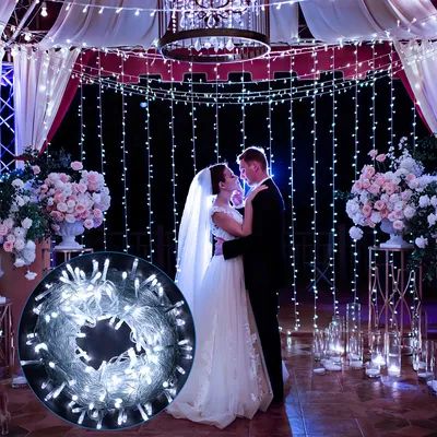 Productafbeelding van Jiubiaz LED-lichtketting, geschikt voor buiten, waterdicht, draadlichtketting, verlichting, 100 LED's, 10 meter, koud wit