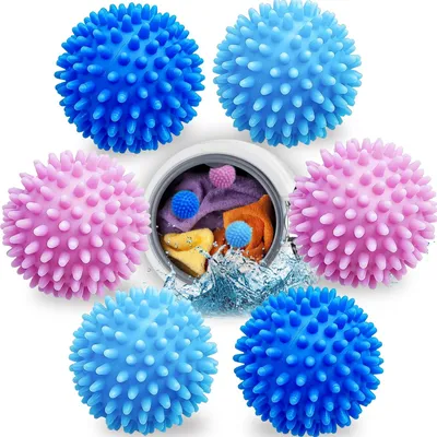 Productafbeelding van Wasbolletjes voor wasmachine en droger - 6 stuks. Droogbolletjes voor donsjassen en wasdrogers
