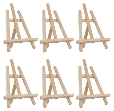 Produktbild von 6 Stück Mini Staffeleien aus Holz, 21 x 28 cm Tischstaffelei, Kiefernholz Kleine Staffelei für Malerei und Ausstellung