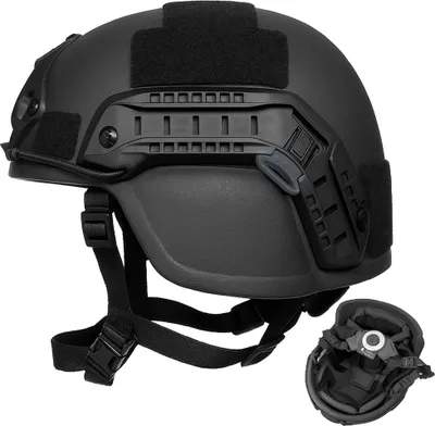 Produktbild von MICH NIJ IIIA Linomag® ballistischer taktischer Helm, widersteht 9 mm, .357 SIG und .44 Magnum-Projektilen, NVG-kompatibel, FAST-Schiene, 360°-Einstellsystem, langlebiges PE-Material, hoher Ausschnitt für Zubehör, Größe L, Schwarz