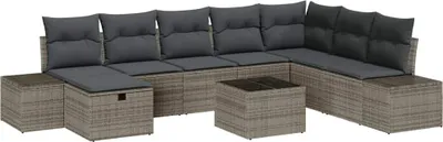 Produktbild von vidaXL Gartensofa-set 9 stk. Grau Poly-Rattan