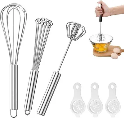 Obrázok produktu pre Kuchynská sada, 3-dielna, nerezová oceľ, mini metla, šľahanie, miešanie, pečenie