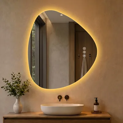 Immagine prodotto di S'AFIELINA Specchio Bagno LED 60 x 70 cm, Retroilluminato, Senza Cornice, 3 colori di luce, luminosità regolabile, antiappannamento e memoria.