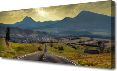 Produktbild von Tulup Leinwand-Bilder 125x50 Wandbild Canvas Kunstdruck Straße Gebirge Landschaft