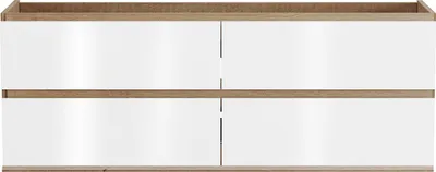 Produktbild von Waschtischunterschrank für Wandmontage - hell natur und weiß - 150 cm - SABURI