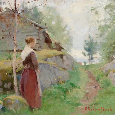 Obrázok produktu pre Helene Schjerfbeck Art Print Picture - The Girl From Barösund, 1890 (100 x 100 cm)