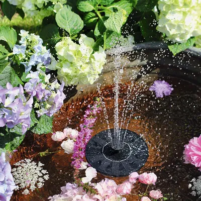 Immagine prodotto di Moses. Fontana solare "Blatt & Blütte", gioco d'acqua galleggiante per giardino, terrazzo e balcone. Fontana per stagni domestici, accessori per stagni da giardino con 5 diverse fontane d'acqua