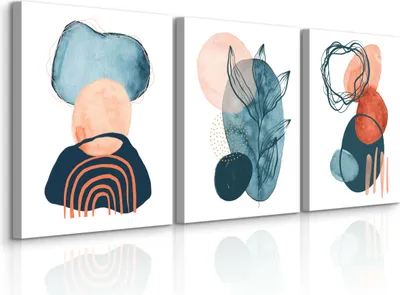 Produktbild von Leinwandbilder Set 3 Bilder 30x40cm ABSTRAKTION Blätter Moderne Muster Aquarell Boho