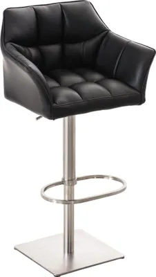 Produktbild von CLP Barhocker Damaso Kunstlederbezug drehbar stufenlos höhenverstellbar bis 240 kg schwarz Gestell Farbe edelstahl