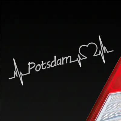Produktbild von Auto Aufkleber Potsdam Herz Herzschlag 19x5 cm Silber Sticker Heckscheibenaufkleber