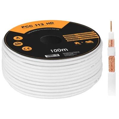 Zdjęcie produktu dla Vayox Kabel Koncentryczny RG6U PCC113-100 | 100m | (CU+CU+CU) HD | Biały