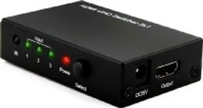 Produktbild von HDMI-Umschalter UHD31 3-fach 4K 60Hz HDMI 2.0 mit Fernbedienung, Signalverstärker (80x51x20 mm)