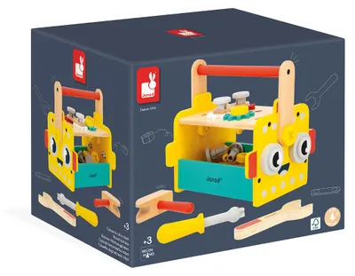 Produktbild von Janod Brico'Kids - Roboter Werkzeugkasten - Holz Baukasten für Kinder