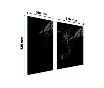 Produktbild von Herdabdeckplatten 2 teilig 90x52 Glaskeramikkochfeld Abdeckung Glas Schneidebrett Hund Schwarz