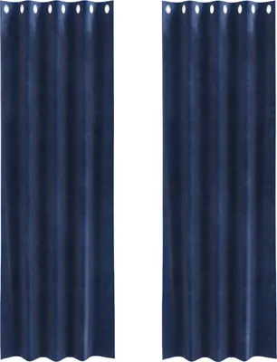 Image de vidaXL Rideaux occultants, 2 pièces, bleu foncé, 140 x 260 cm, velours