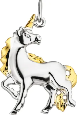 Produktbild von JOBO Anhänger Einhorn 925 Sterling Silber bicolor Silberanhänger  Einhornanhänger