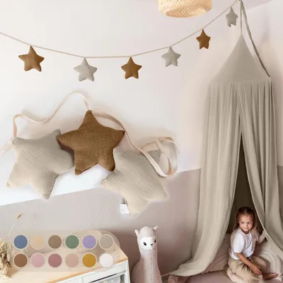 Produktbild von Handgemachte Wimpelkette für Kinderzimmer aus Musselin Baumwolle