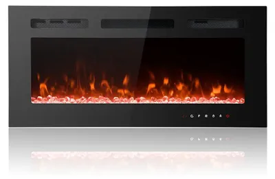 Obrázok produktu pre Elektrické krbové ohnisko na montáž na stenu – šírka 102 cm – výkon 1800 W – čierna oceľ a sklo