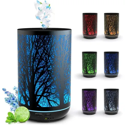 Productafbeelding van Luchtbevochtiger - Etherische olie diffuser 300 ml - Nachtlampje 15 kleuren - Timer - Geurverspreider
