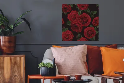 Produktbild von MuchoWow® Poster Rosen - Rosenblütenblätter - Rot 50x50 cm - Wohnzimmerdekoration