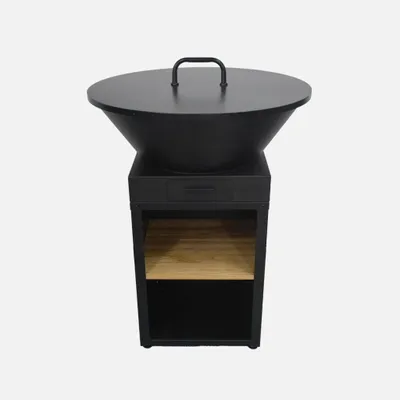 Immagine prodotto di Braciere barbecue con vano portalegna e coperchio, Ø81,5cm, Nero