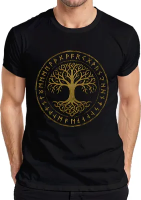 Produktbild von Yggdrasil Baum des Lebens keltisch nordisch Runen Mystik Wikinger Herren T-Shirt, Schwarz, XXL