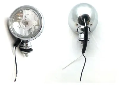Zdjęcie produktu dla Zestaw 2 chromowanych, białych, okrągłych reflektorów halogenowych, 12 V, do samochodów/pałąków zabezpieczających/pojazdów 4x4/jeepów/motocykli, 3,5 cala (9 cm)