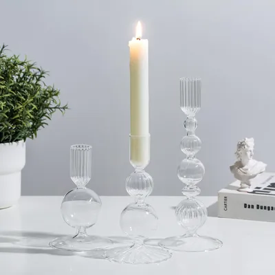 Immagine prodotto di Set di 3 candelabri in vetro Glaseam - Portacandele decorativi