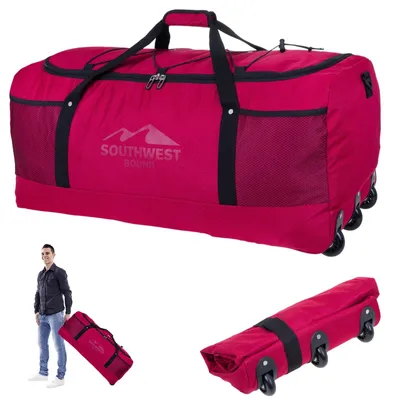 Produktbild von Reisetasche Trolley Damen Herren faltbar light weight gross XXL leicht Schultergurt 90 L 80 cm Sportgepäck Tasche 30361 0200 Rot + bagboom Koffergurt